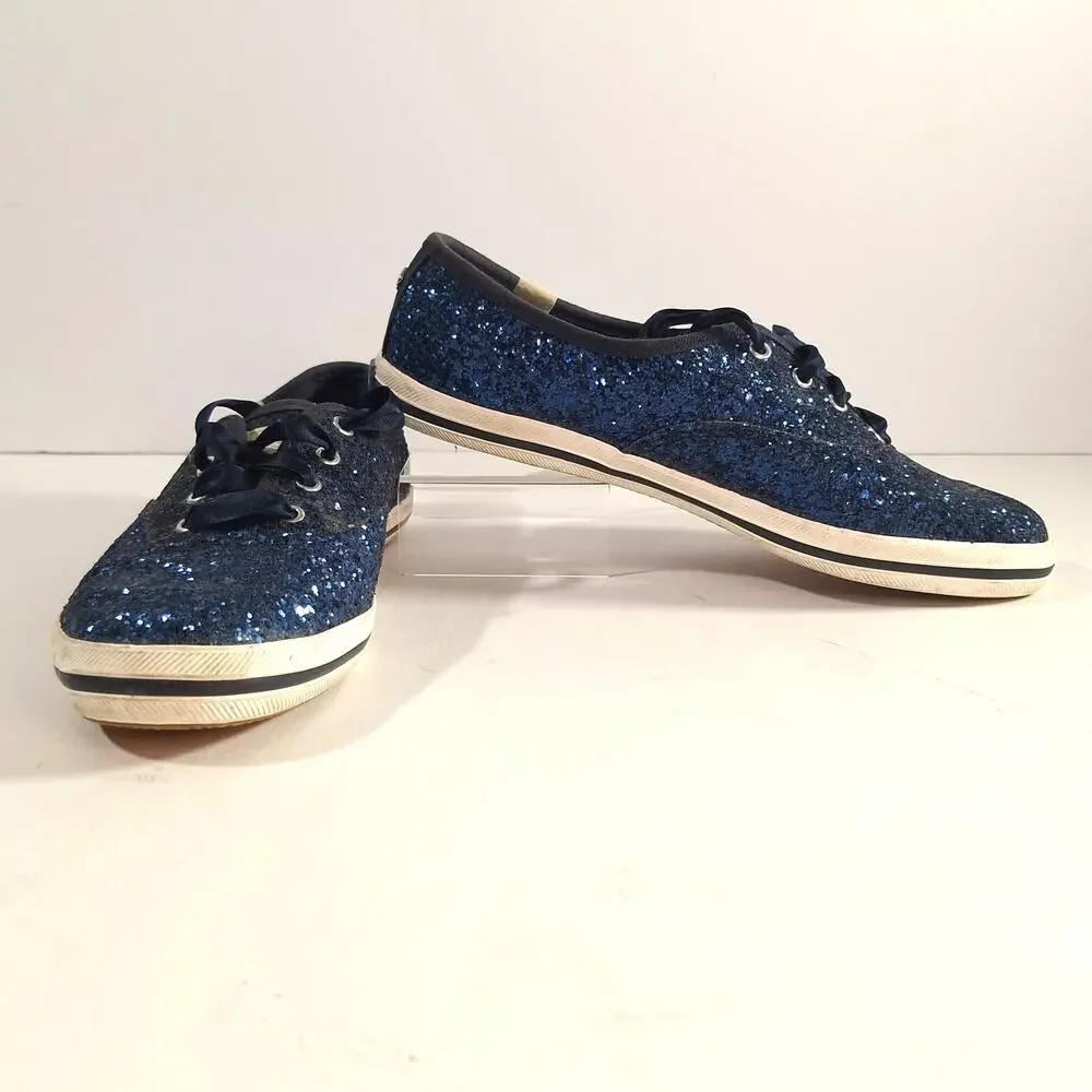 Keds X Kate Spade sz 6 Blue Glitter Women's Sneakers Casual Classic Preppy